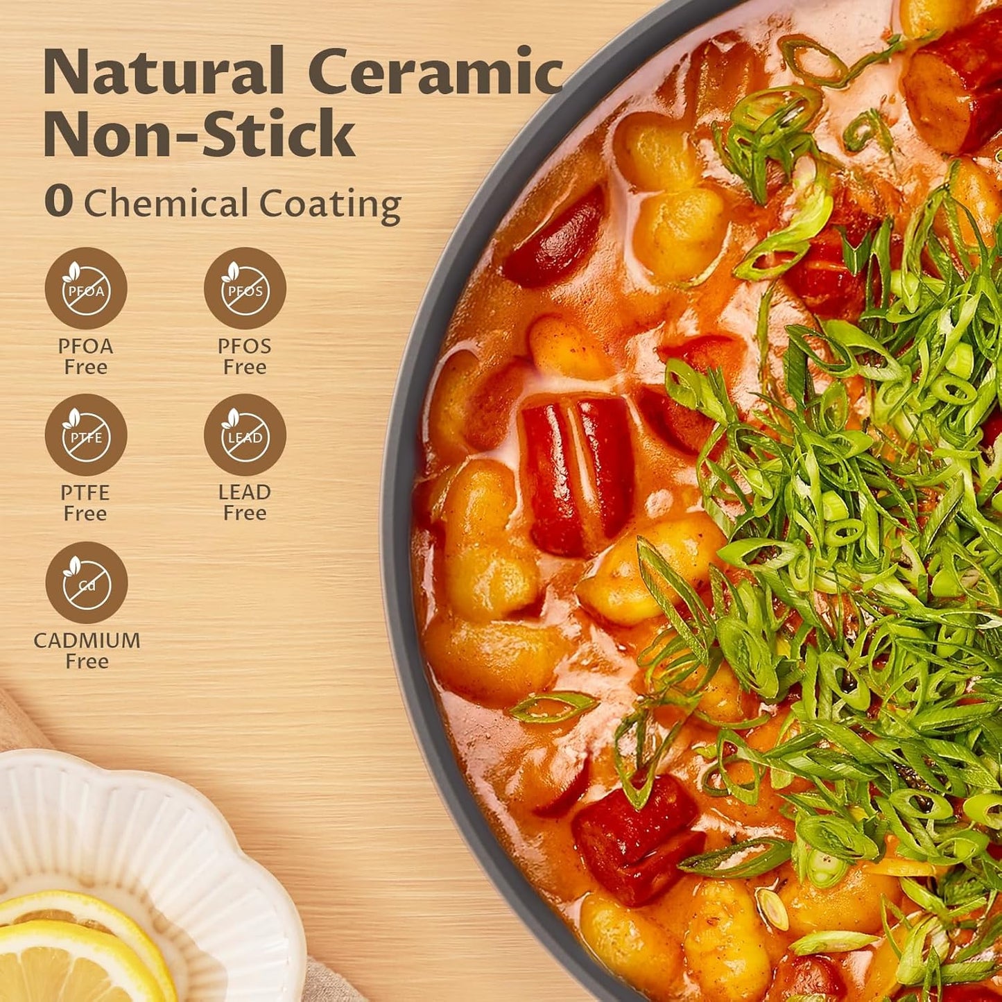 BEZIA 8 Quart Ceramic Stock Pot, Non Toxic Soup Pots with Lid, Non Stick Pot with Stainless Steel Handle, Compatible With Most Cooktops, Even Heat Distribution, Perfect for Soups & Stews, Cream