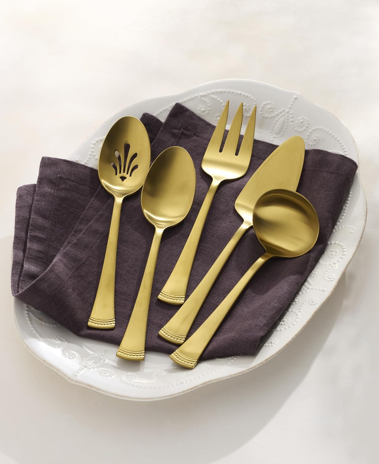 Lenox 897917 Portola Satin Gold 5-Piece Hostess Set