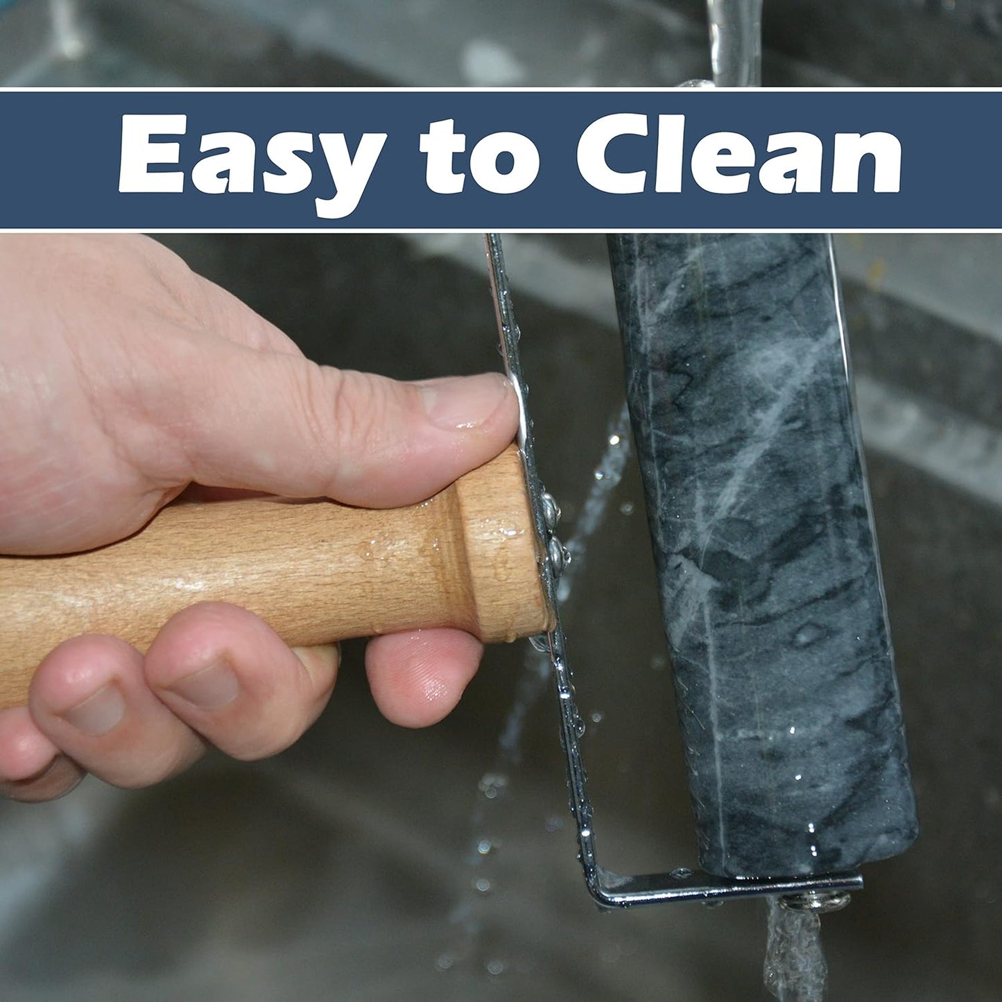 Tianman Rolling Pin Pizza Roller, Marble Roller Non-Stick T-Type, For Cake Baking Tortilla Fudge Pizza Cookies and Other Kitchen Baking Cooking (Type 1 Black).