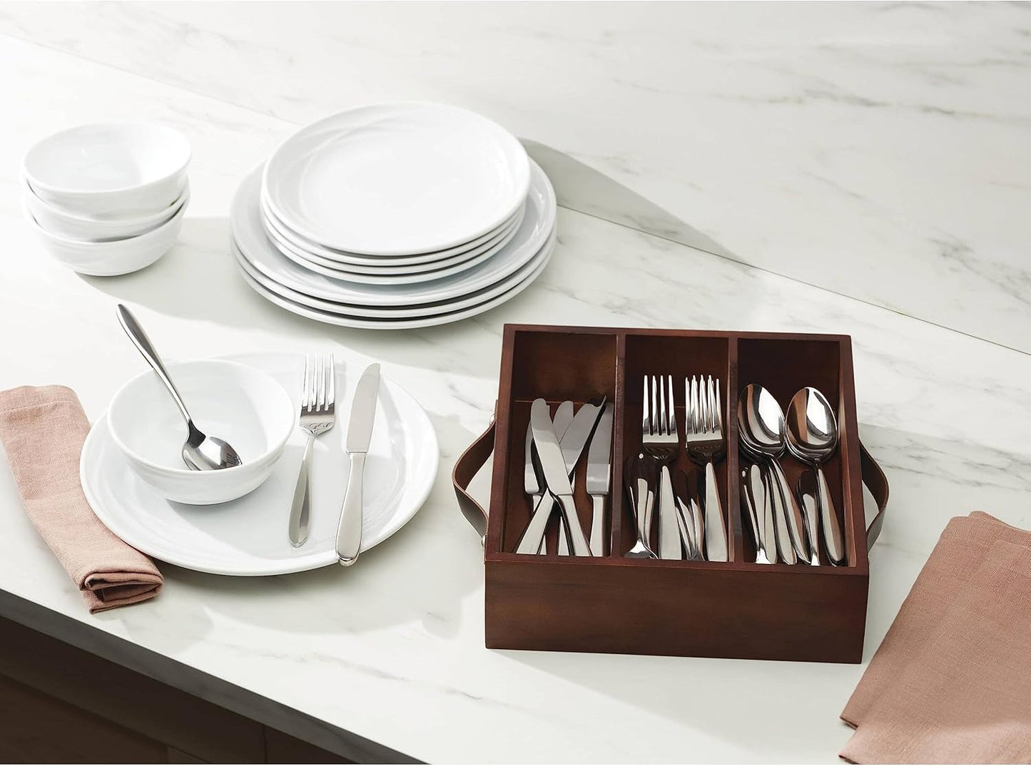 Oneida Mooncrest 30Pc Flatware Set + Caddy, Metallic, 30 Count