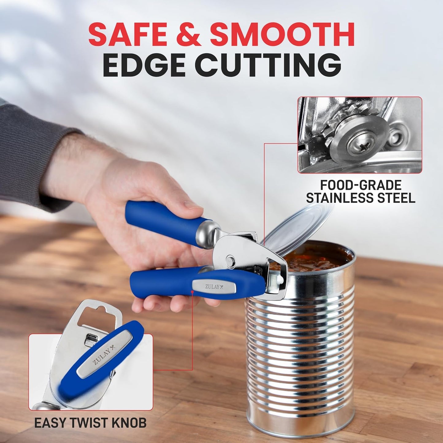 Zulay Kitchen Manual Can Opener with Bottle Opener with Turn Knob