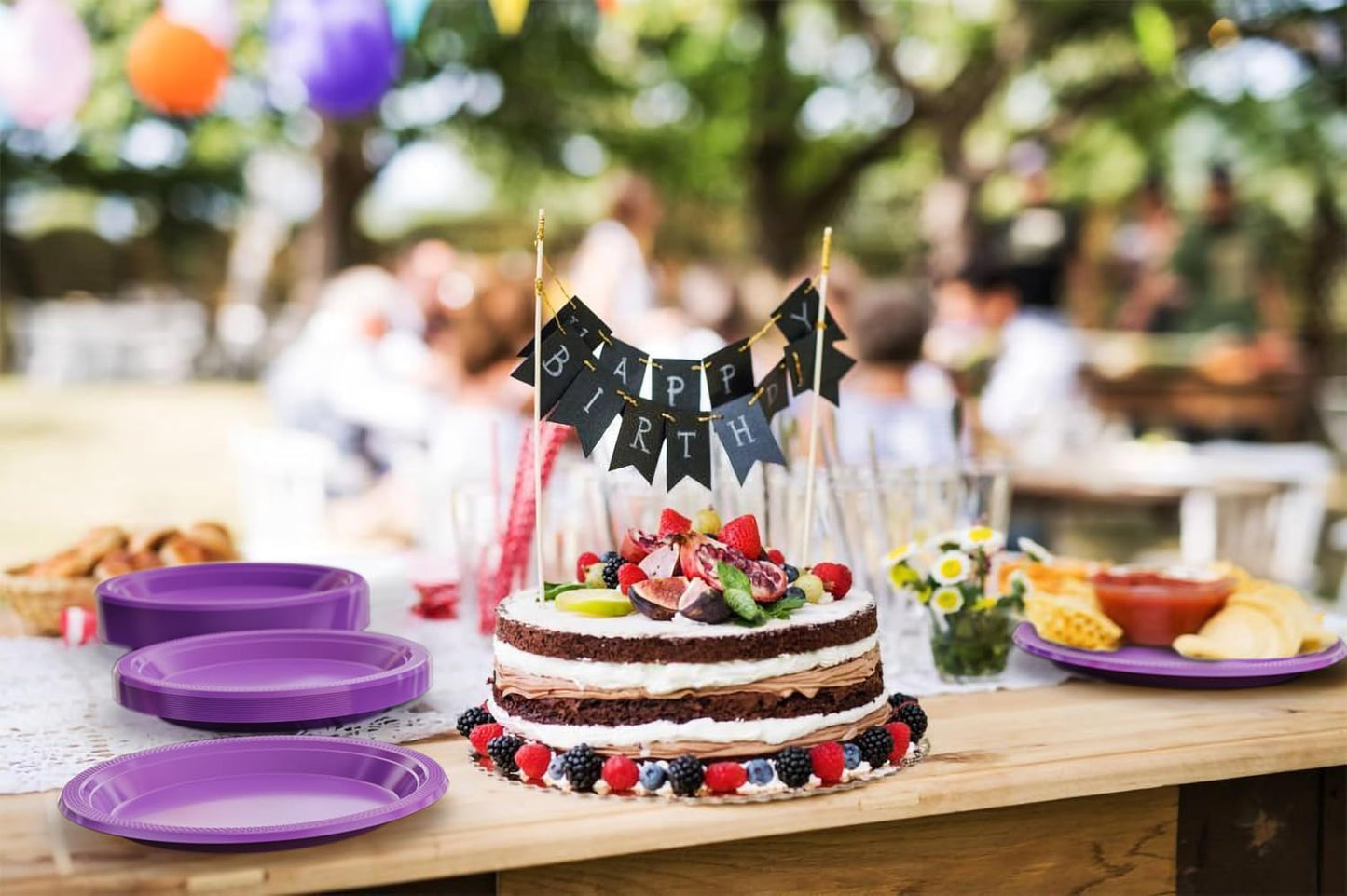 Exquisite Party Solids Purple Plastic Plates For Party 10" Purple Disposable Plates Heavy Duty Supplies 100 Pcs Plastic Dinnerware Sets Heavy Duty 350 GSM Disposable Dinnerware Set