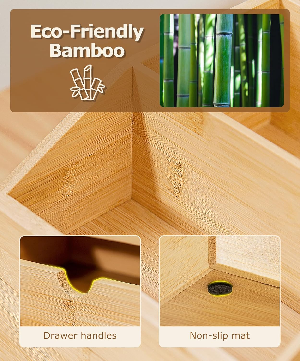 Coffee Bar Organizer Countertop with Drawer, Cafe Station Storage for Bar Accessories,Bamboo Espresso Bar Decor Holder for Bar Decor,Bamboo