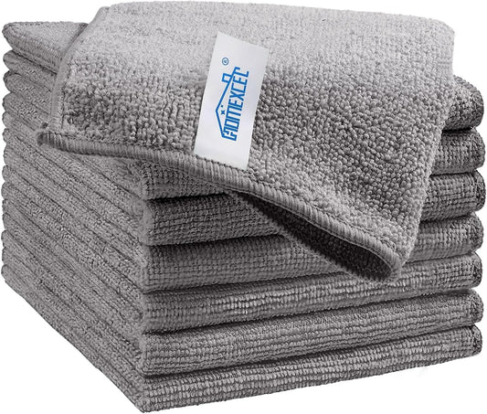 HOMEXCEL Grey Microfiber Cleaning Cloth, 8 Pack Cleaning Towels for Kitchen, Lint Free, Scratch-Free, Highly Absorbent, and Reusable Cleaning Rags for House, Window and Glass, Cars, 11.5 X11.5 inch
