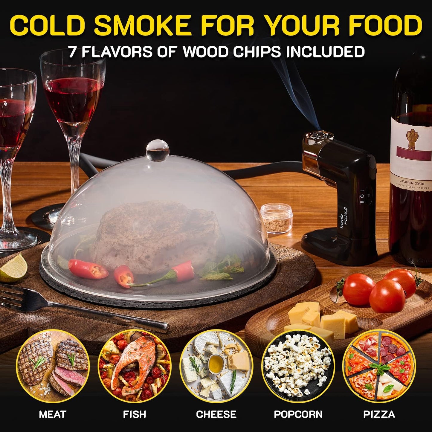 Cocktail Smoker Kit - Whiskey Smoker Kit - Smoke Infuser - Universal Kit, 14 PCS, Smoker Machine with Accessories and Wood Chips - Indoor Smoker - Gift for Men