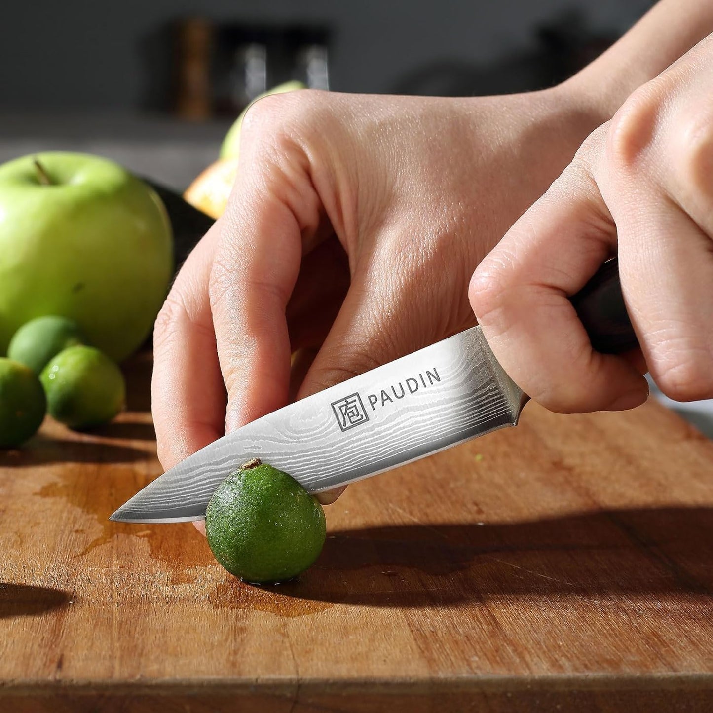 PAUDIN Paring Knife, 3.5 Inch Fruit Knife, High Carbon 5Cr15Mov Stainless Steel Forged Paring Knife, Ultra Sharp Small Kitchen Knife, Ergonomic Wooden Handle with Elegant Gift Box