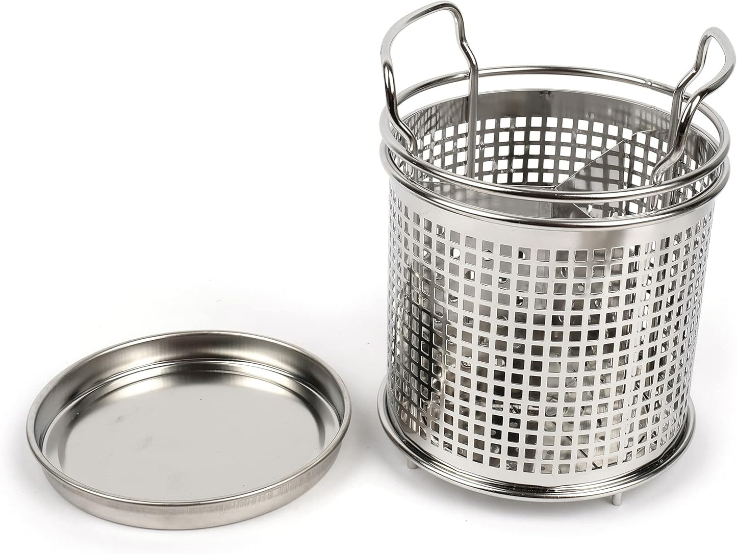 LENITH Stainless Steel Kitchen Round Utensil Holder - Weighted Base for Stability - Utensil Crock With Removable Divider for Easy Cleaning (Round Tulip)