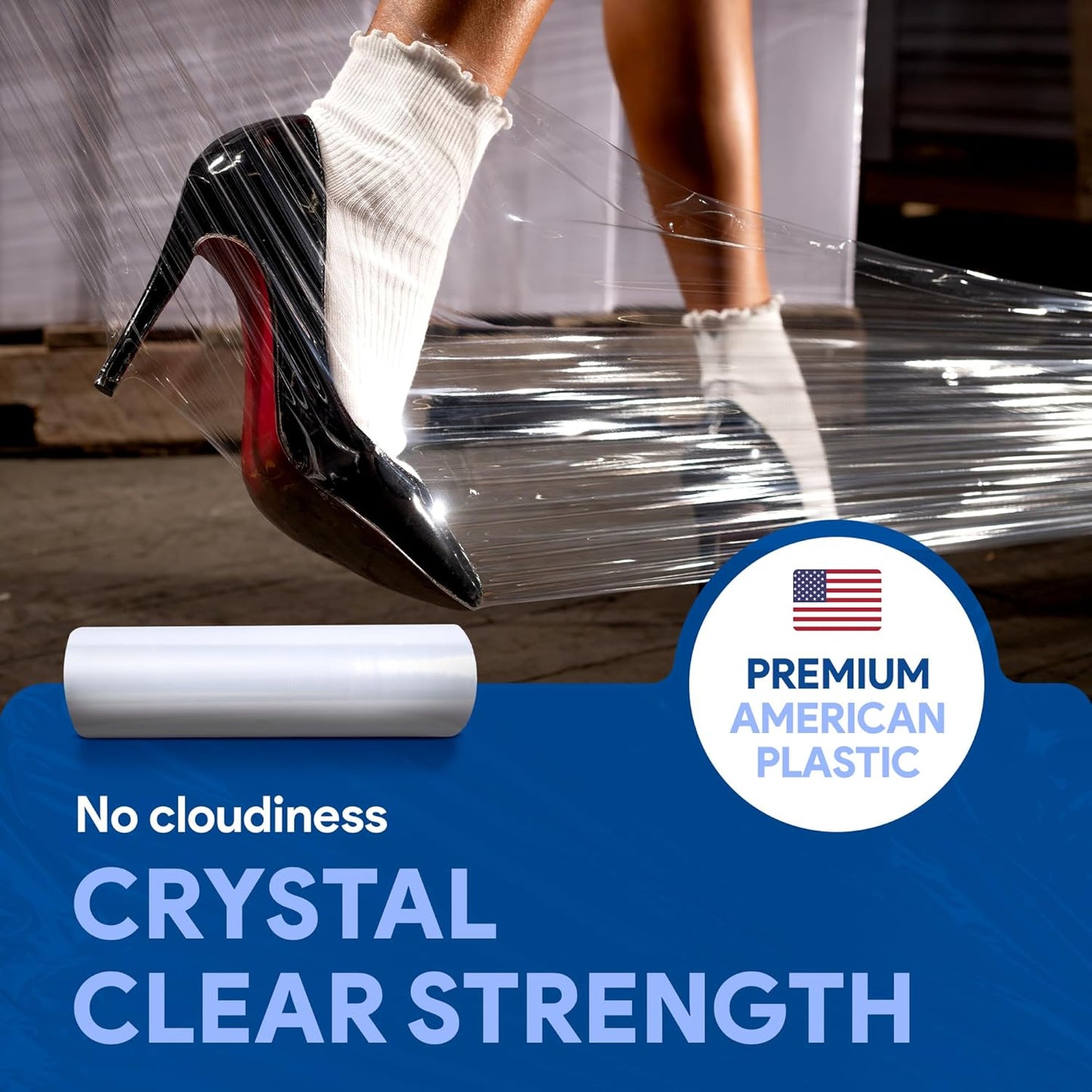 International Plastics Co. 18" Plastic Stretch Film Wrap 1200 feet 500% Stretch Ability