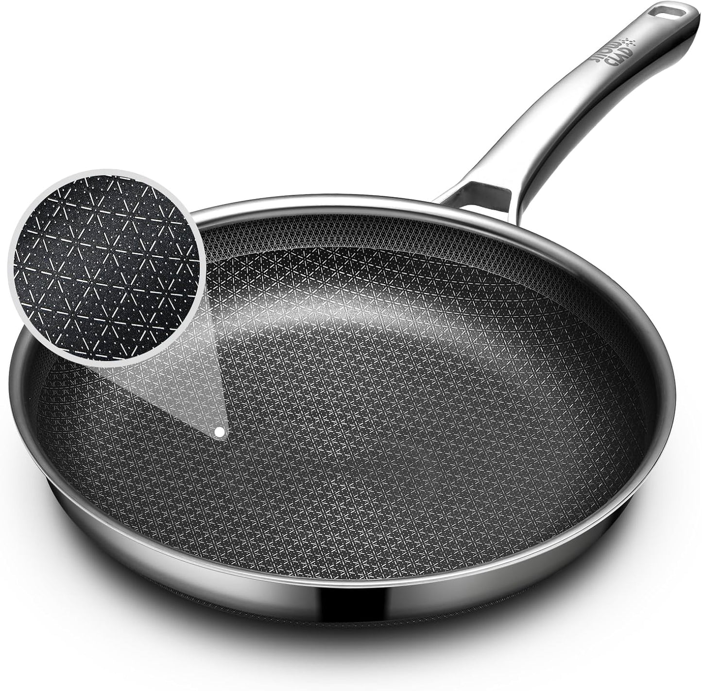 Non Stick Frying Pans 12 inch, Hybrid Frying Pans Nonstick,non stick Stainless Steel Skillets, Dishwasher and Oven-Safe Chef Pan, Induction Compatible Cooking Pan, PFOA Free Cookware