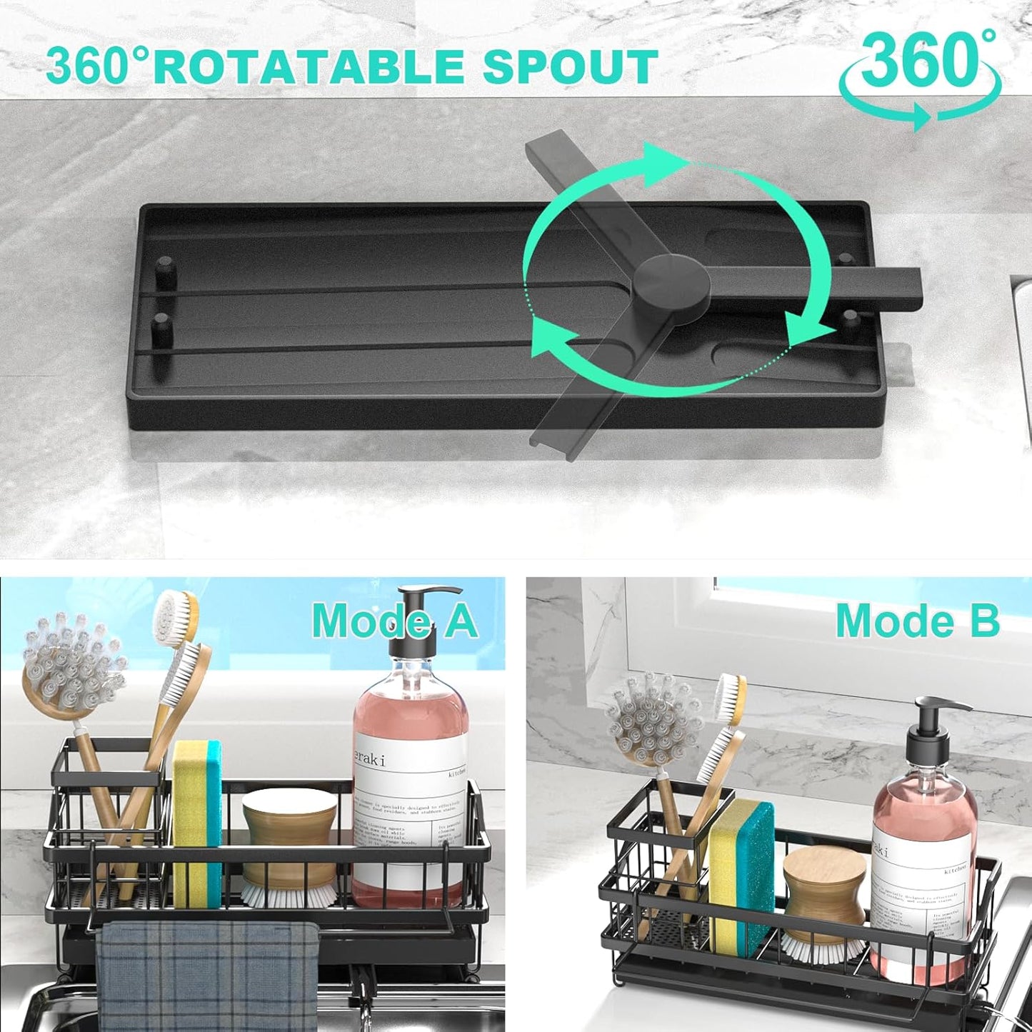 Sponge Holder for Kitchen Sink - Countertop Rustproof Stainless Steel, Kitchen Gadgets Accessories, Sink Caddy