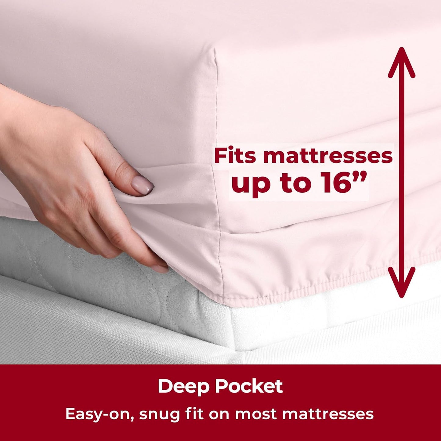 Mellanni Split King Sheets Set - 5 PC Iconic Collection Bedding - Hotel Luxury, Extra Soft, Cooling Bed Sheets - Wrinkle, Fade, Stain Resistant (Split King, Blush Pink)