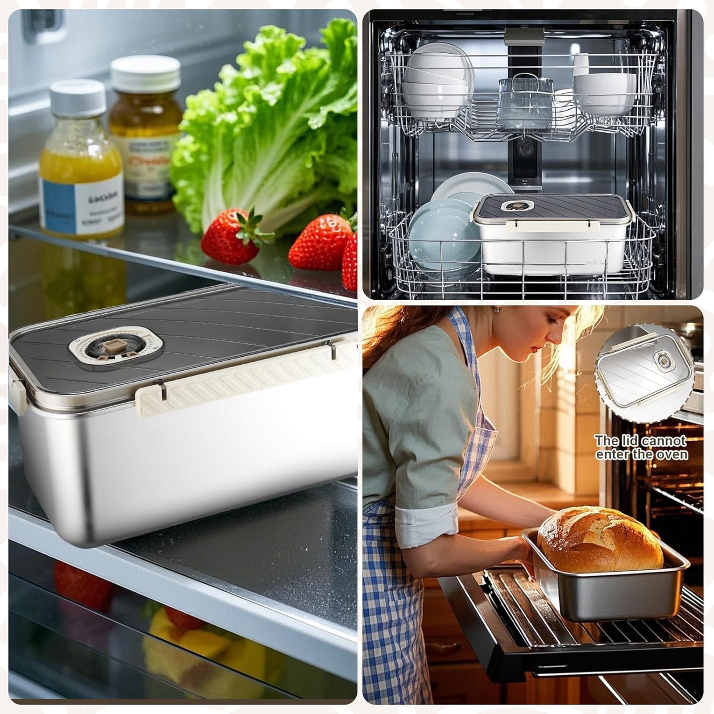 Bread Box for Homemade Bread, Time Recording Bread Storage Container with Lid, Airtight Fresh Bread Holder bin For Kitchen Countertop, Dishwasher Safe