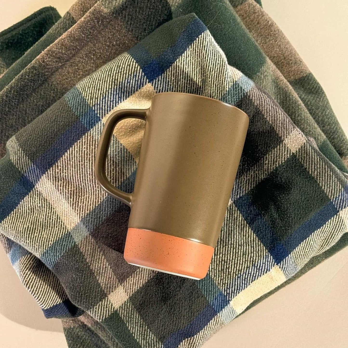 Mora Ceramics Large Tea Mug with Loose Leaf Infuser and Ceramic Lid, 18 oz, Portable, Microwave and Dishwasher Safe, Tall Coffee Cup - Rustic Matte Ceramic Glaze, Modern Herbal Tea Strainer, Olive