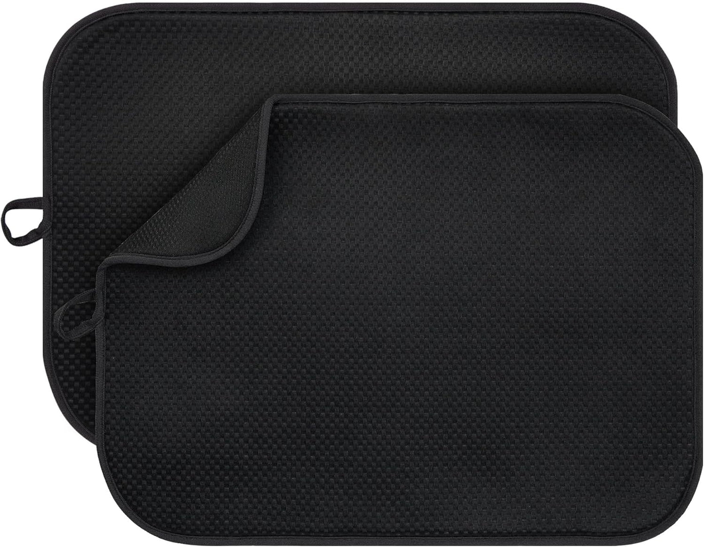 2-Pack Black Dish Drying Mat XL 17”x24”, Kitchen Drying Mat, Drying Matt Kitchen Counter, Dish Dryer Mat, Utensils, Pots & Pans – Dish Drying Pad, Dish Mats for Drying Dishes