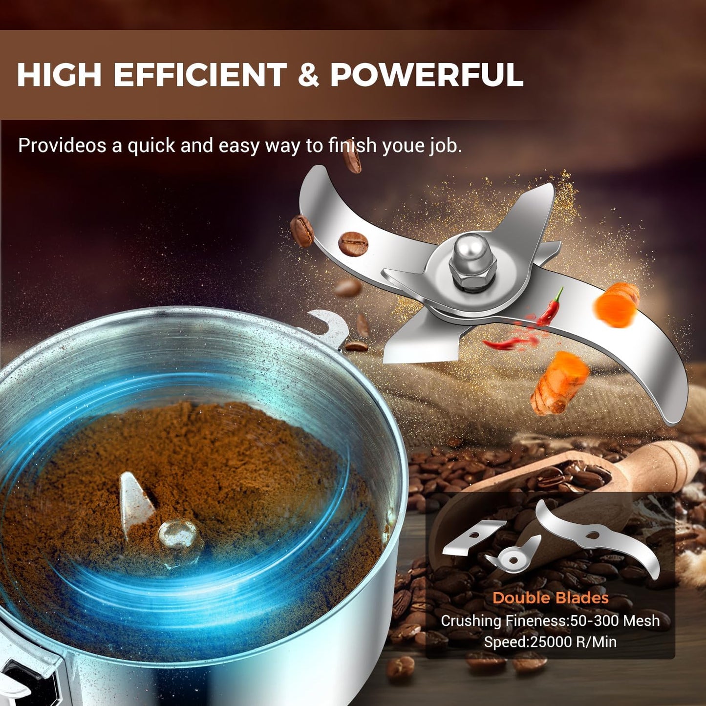 Electric Grain Grinder Mill, 1000g High-Speed Spice & Herb Grinder, Commercial Powder Machine for Dry Cereals, Grain, Coffee, Corn, Beans – CE Approved