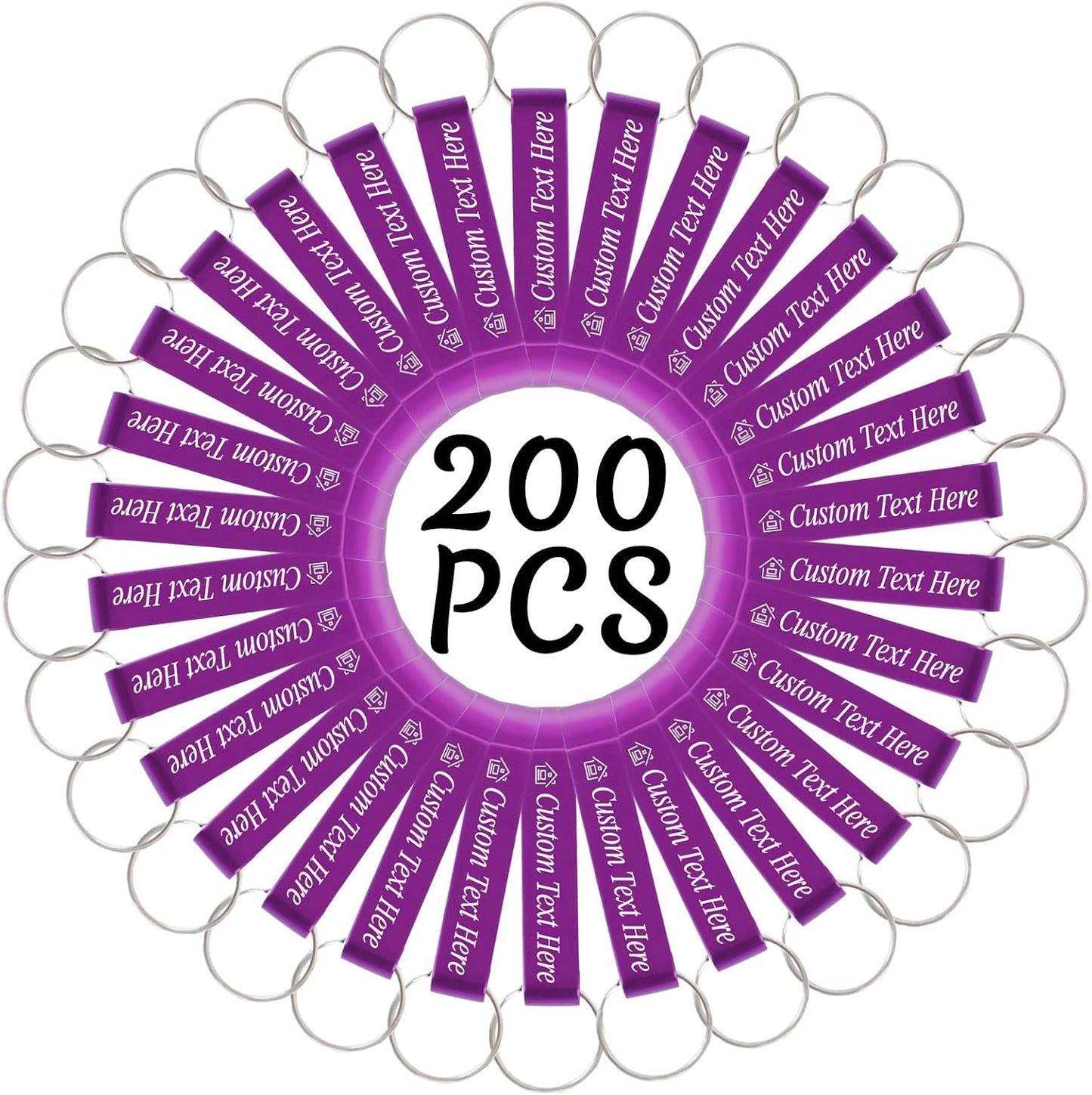 200PCS Personalized Bottle Opener Keychain Bulk Custom Beer Bottle Opener with Logo Text Engraved Wedding Bottle Opener Favors Customized Gifts for Guests Baby Shower Birthday Party-Purple