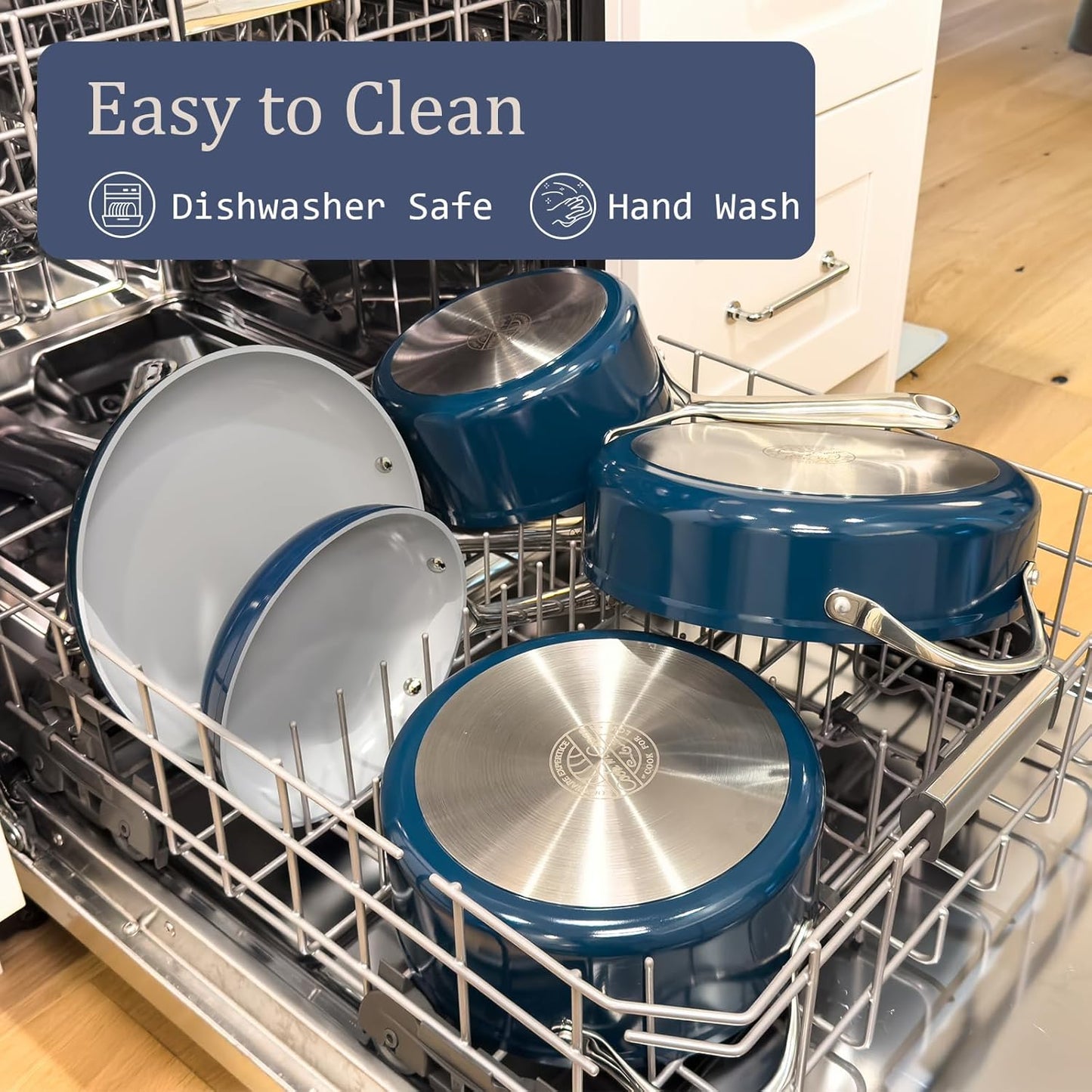 Nonstick Ceramic Frying Pan 10 Inch for Induction Cooktop - Non Toxic, PTFE/PFOA/PFAS Free, Oven & Dishwasher Safe up to 500°F - Non Stick Skillet with Stay-Cool Handle - Caribbean Blue