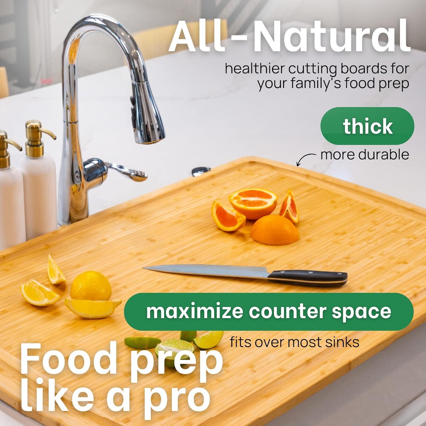 4XL Bamboo Butcher Block Cutting Board - Extra Large Cutting Boards for Kitchen 36 x 24 - Wood Countertop 24 x 36 Cutting Board - Single Tone