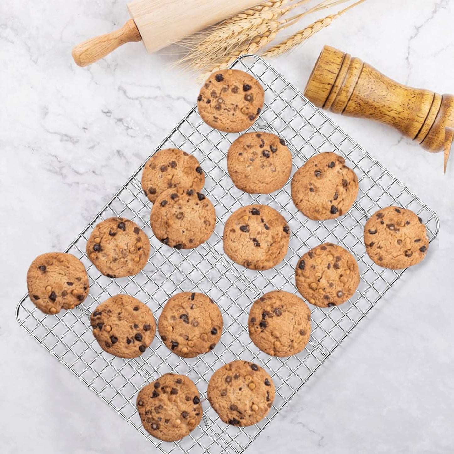 E-far Stainless Steel Baking Sheet with Wire Rack Set, 16” x 12” Cookie Sheet Baking Pan for Oven, Rimmed Large Metal Tray with Cooling Rack for Cooking Roasting, Non-Toxic & Dishwasher Safe