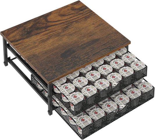 Coffee Pod Holder For Counter, Coffee Pod Drawer for K Cup Storage Drawer Holder, 72 Capacity Pods Storage Organizer Cups Capsule with Sliding Baskets for Coffee Station, Black