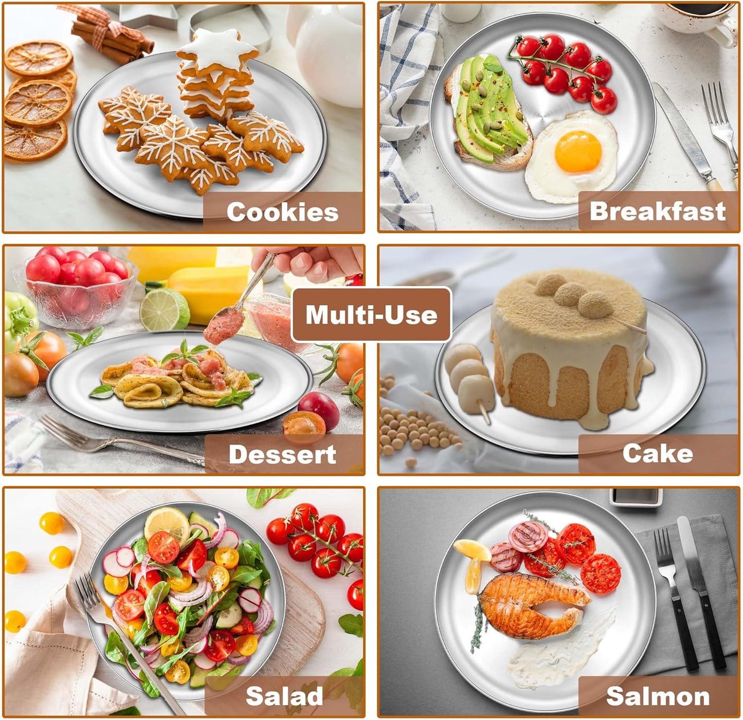 TeamFar 9 Inch Pizza Pan Set of 2, Stainless Steel Small Crispy Pizza Tray, Round Pizza Dish Plates for Toaster Oven Baking Cooking, Healthy & Heavy Duty, Easy Clean & Dishwasher Safe