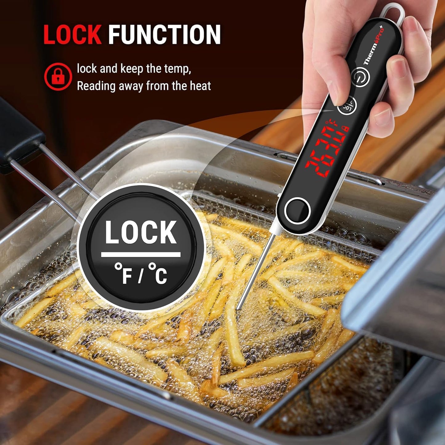 ThermoPro TP18 Instant Read Meat Thermometer Digital with Thermocouple Sensor, Cooking Food Thermometer for Grill, Smoker, BBQ, Oil Deep Frying, Candy, Kitchen Thermometer