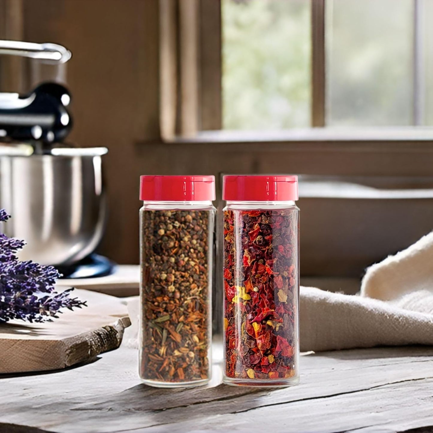 JARMING COLLECTIONS Glass Spice Jars with Shaker Lids - Spice Containers 16 oz Popcorn Seasoning Shaker or Parmesan Cheese, Cinnamon Sugar Dispenser
