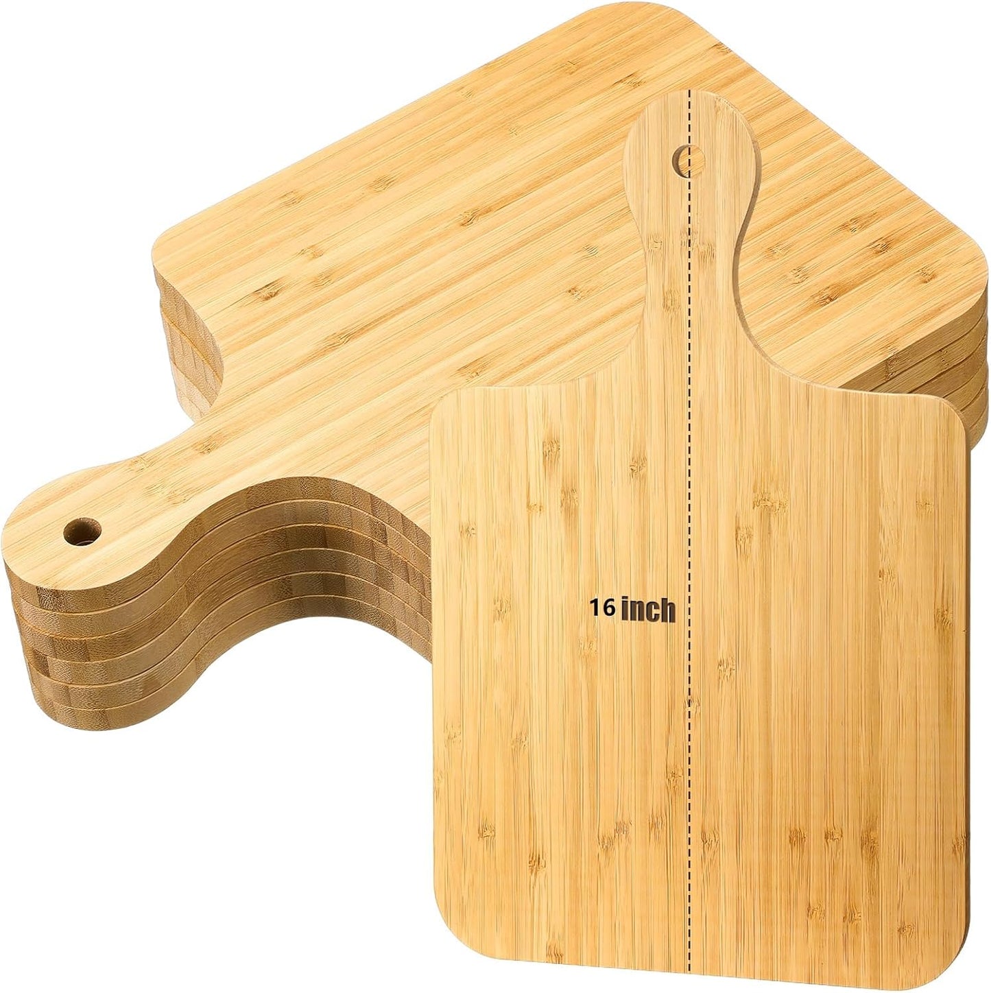 Lounsweer 6 Pcs Thicken Cutting Board Bulk Wood Board for Chopping Serving Charcuterie Material for Laser Engraving Mother' Day Wedding Housewarming Gift(Bamboo,16 x 10 Inches)