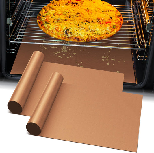 Oven Liners for Bottom of Oven - 2 Pack Large Heavy Duty Mats, 23.6"x15.7" Non-Stick Reusable Liner for Electric, Gas, Toaster Ovens Grills - BPA & PFOA Free Kitchen Accessory to Keep Oven Clean