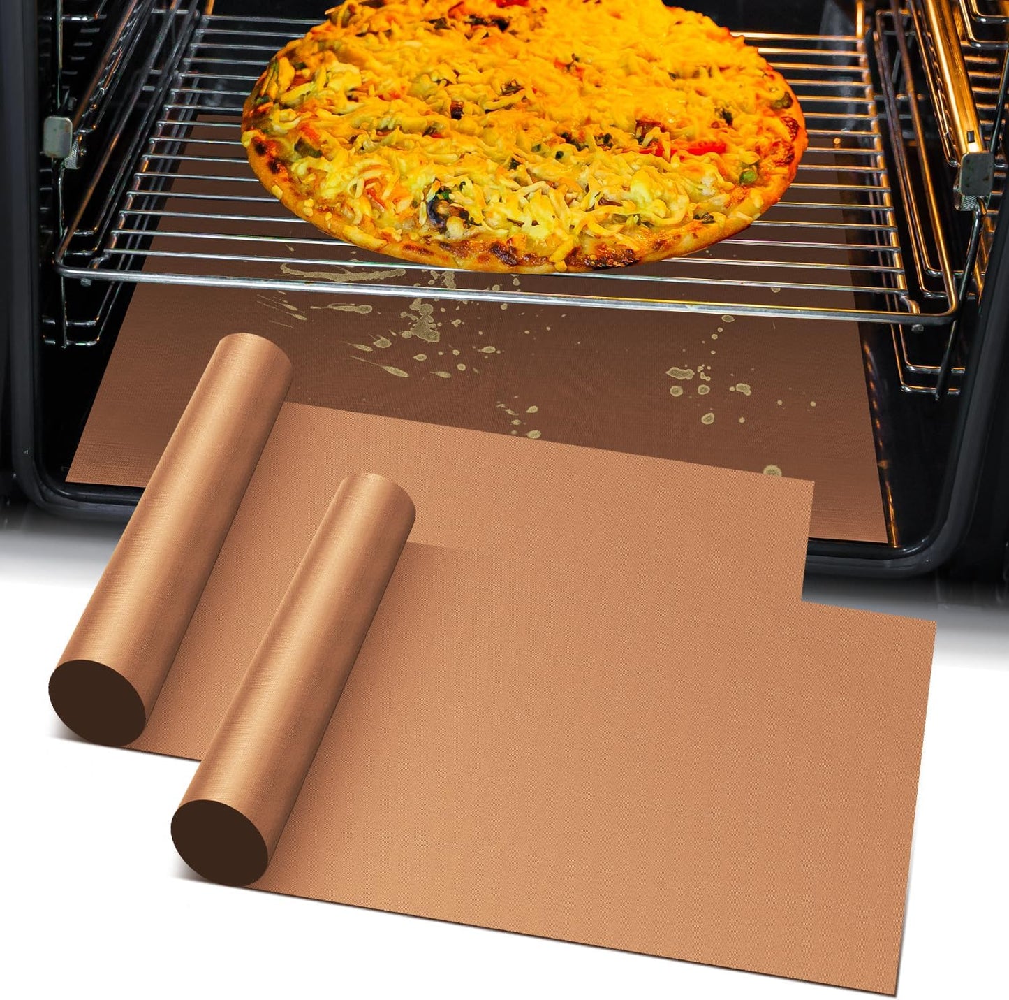 Oven Liners for Bottom of Oven -2Pack Large Heavy Duty Oven Mat, Toaster Gas Stove Oven Liner,Oven Covers for Electric Stove,Grill Mat - BPA & PFOA Free Kitchen Accessory to Keep Oven Clean