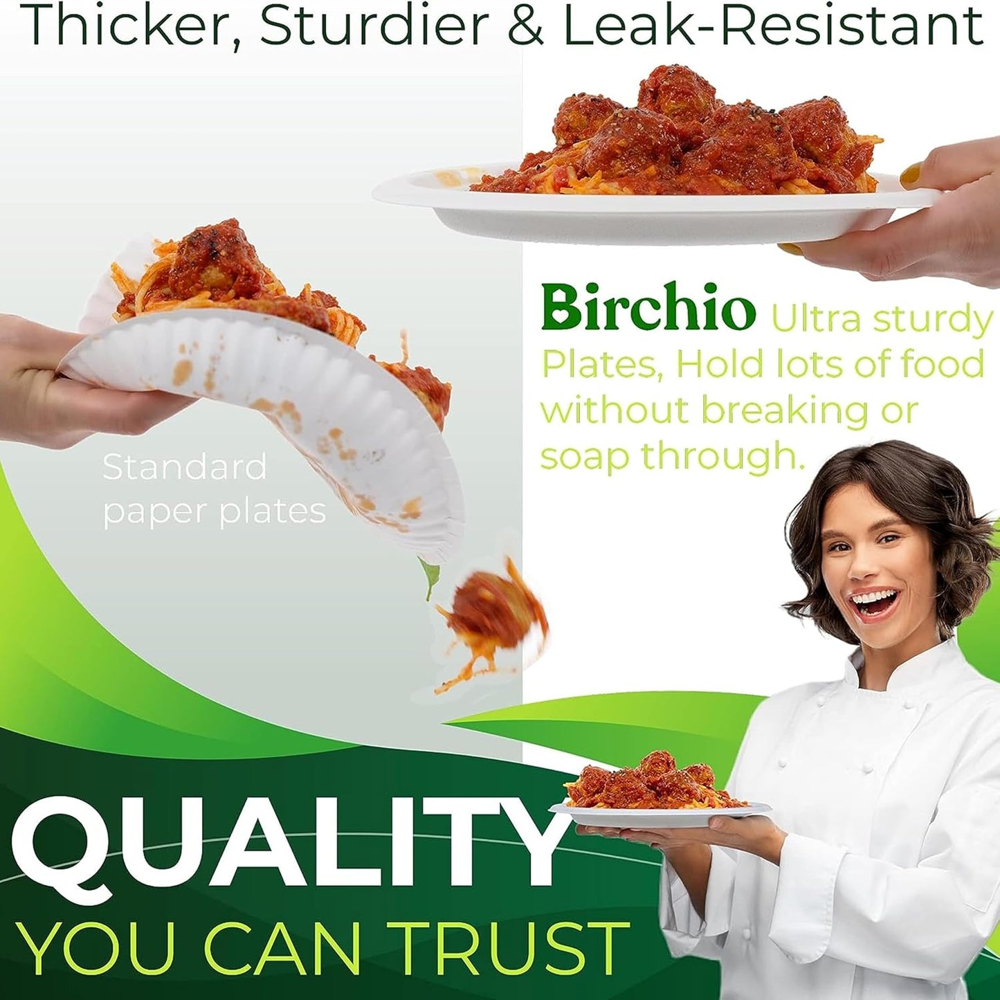 100PCS 100% Compostable White Oval Paper Plates(12in), Heavy Duty Disposable Plates, Eco-Friendly Dinner Plates, Biodegradable Salad, Meal, Dessert Plates, Perfect for Parties, Picnic, BBQ