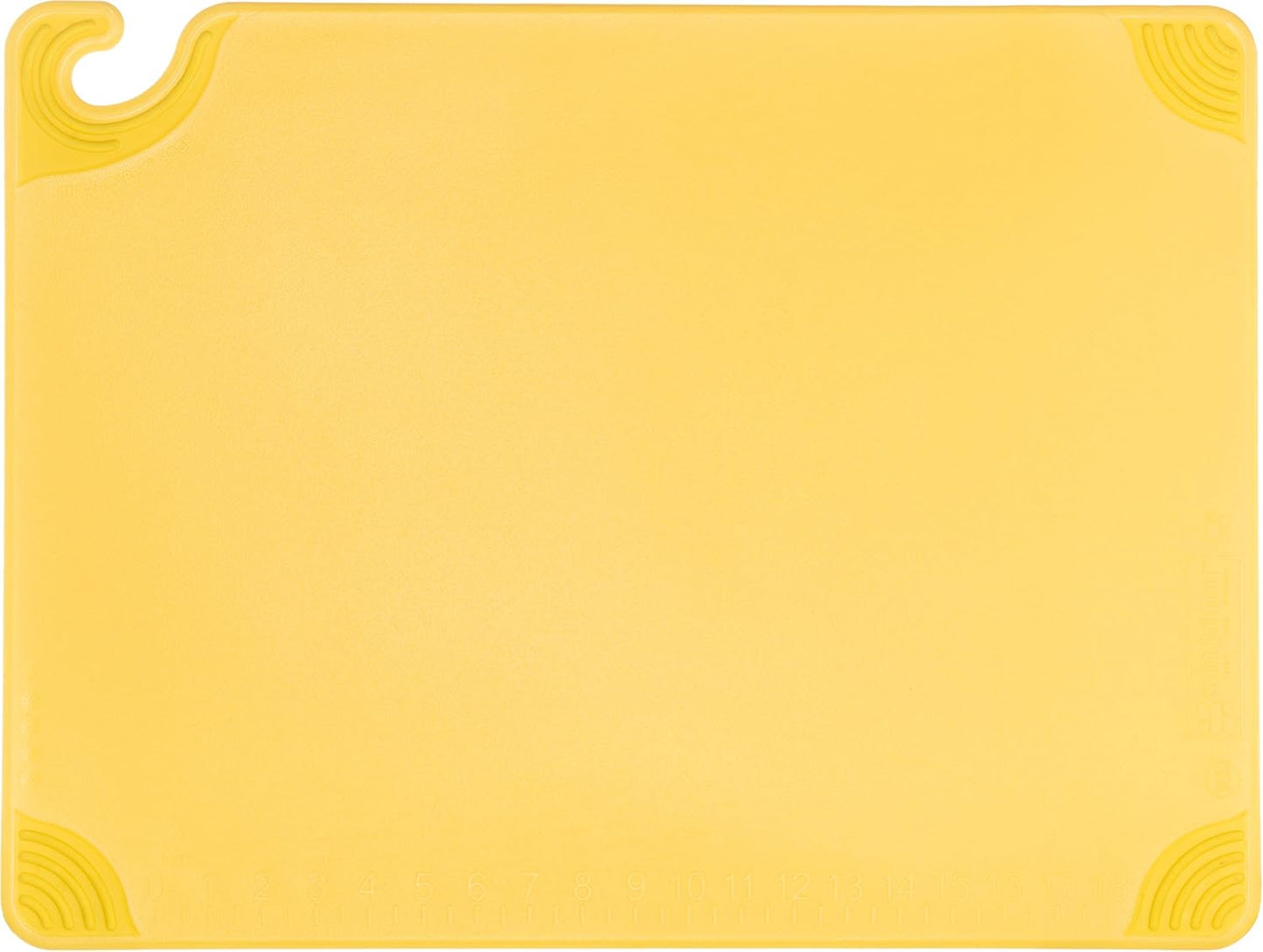San Jamar Saf-T-Grip Plastic Cutting Board With Safety Hook, 18" x 24" x 0.5", Assorted Colors, (Set of 6)