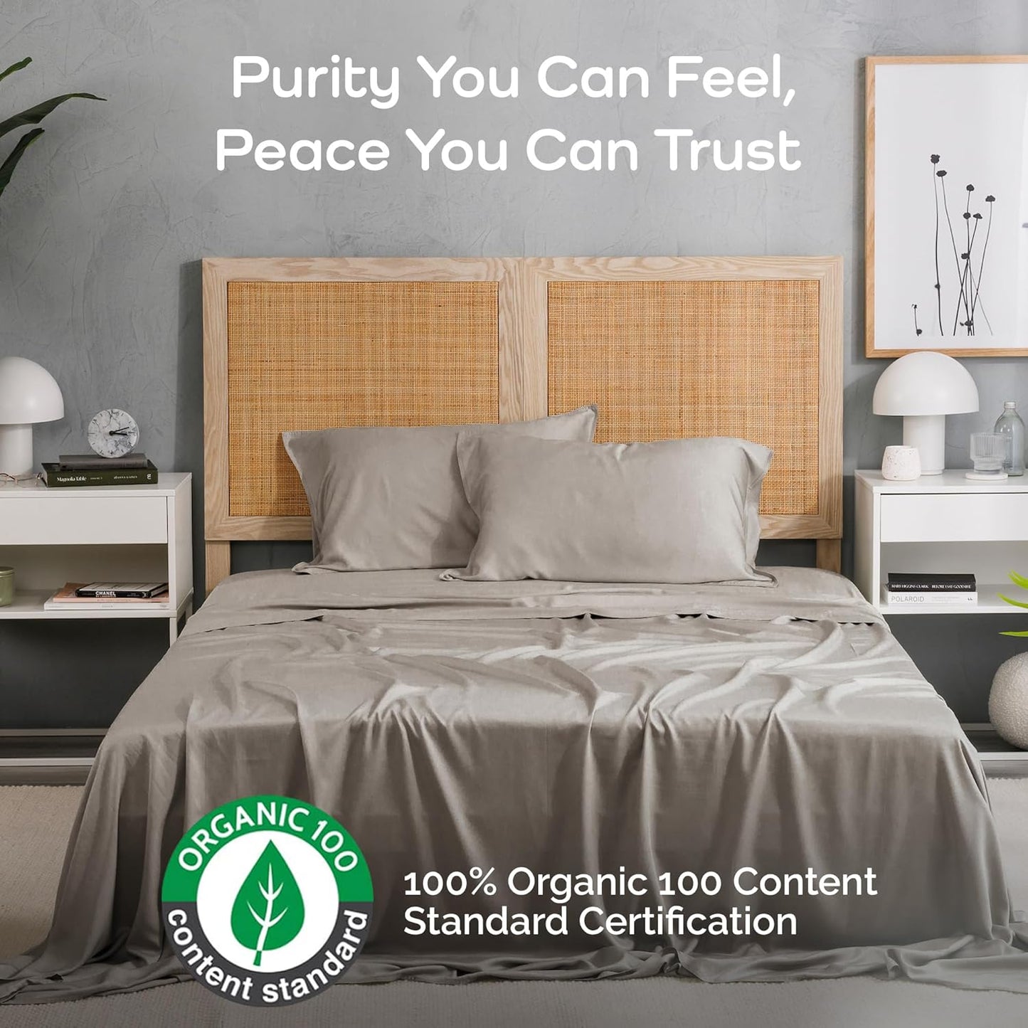 100% Viscose from Bamboo Sheets California King Size, Super Soft Bedding Set, 4PC Cooling Sheets for Hot Sleepers, Vegan Silk Moisture Wicking, Organically Grown Bedsheet, Sand - 72" x 84"