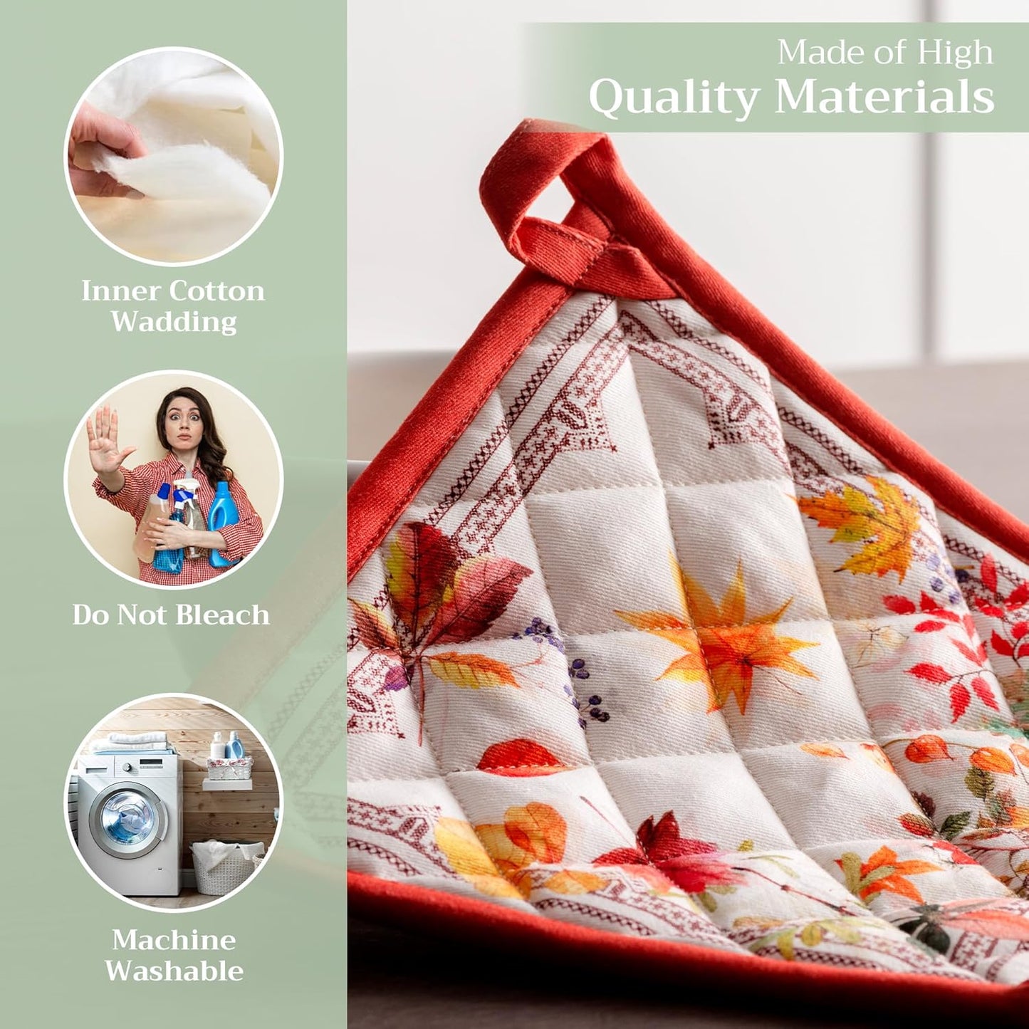 Maison d' Hermine Pot Holders Set 100% Cotton Heat Resistant Potholders 8" x 8" Hot Pads with Loop BBQ, Cooking, Baking, Grilling, Kitchen, Handling Hot Pans (Pack of 2, Amarante)