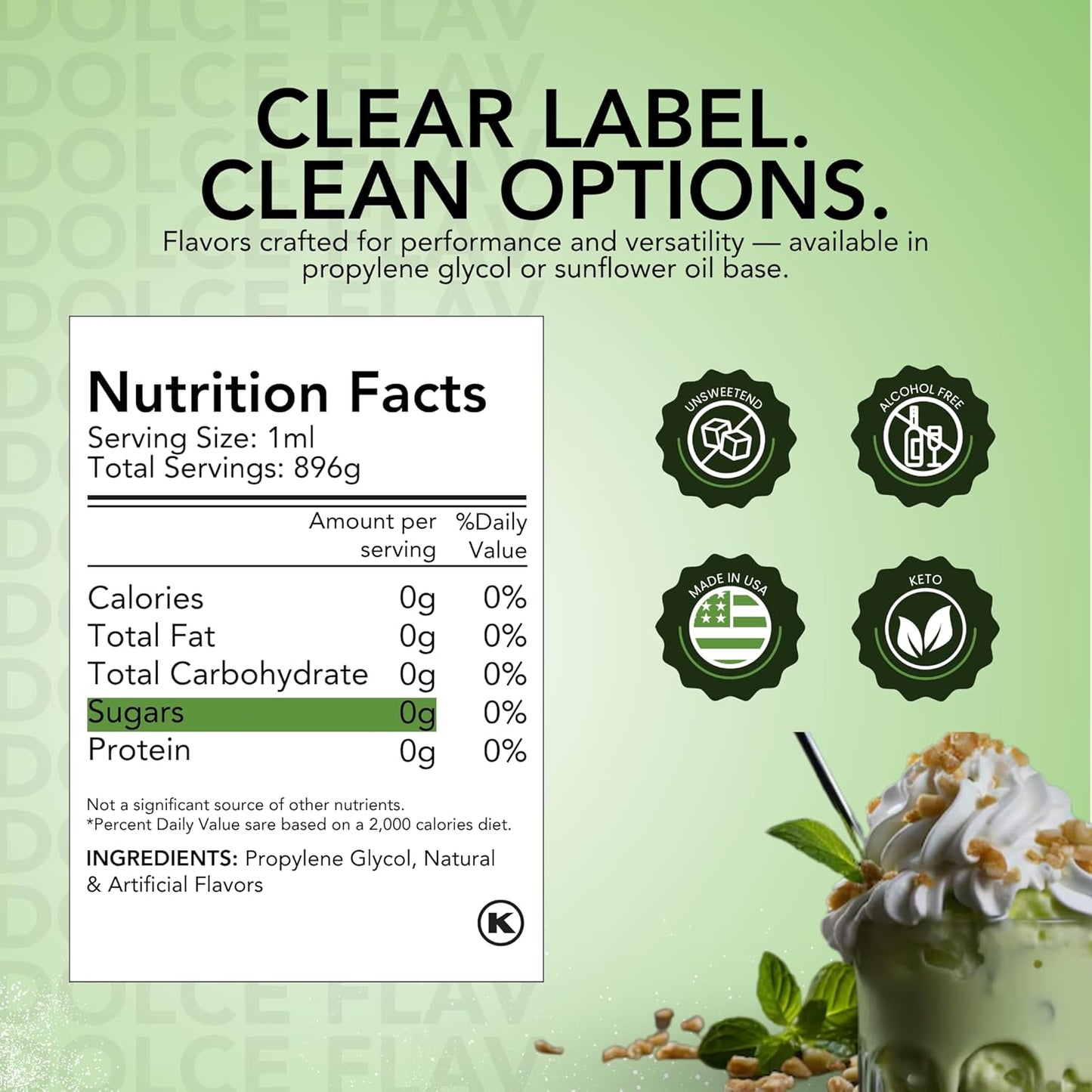 Dolce Flav Pistachio Flavoring – 32 oz. – Premium Flavoring for Ice Cream, Desserts, Boba, Beverages & Baked Goods | Ideal for Restaurants, Bakeries & Coffee Shops