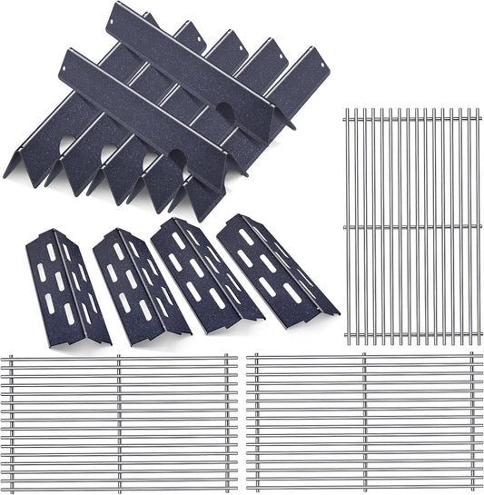 66097 Grill Grates with Grill 66041 66796 Flavorizer Bars Heat Deflectors for Weber Genesis II Grill Parts, E-410, S-410, Genesis II LX E-440, S-440,Porcelain Heat Plate Deflectors