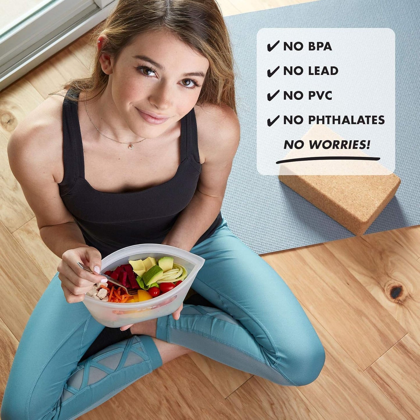 Zip Top Reusable Food Storage Bags | 3 Cup Set [Frost] | Silicone Meal Prep Container | Microwave, Dishwasher and Freezer Safe | Made in the USA