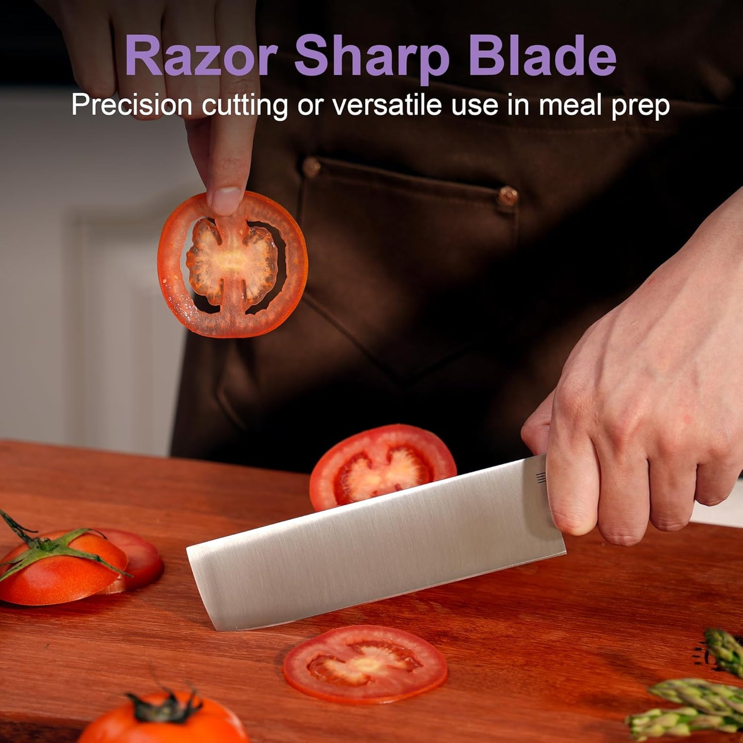 6 Inch Nakiri Knife, Hand Forged AR-RPM9 Steel Blade & Ergonomic Handle, All Purpose Kitchen Cleaver Knife for Meat Vegetable Fruits, Gift for Home Chefs