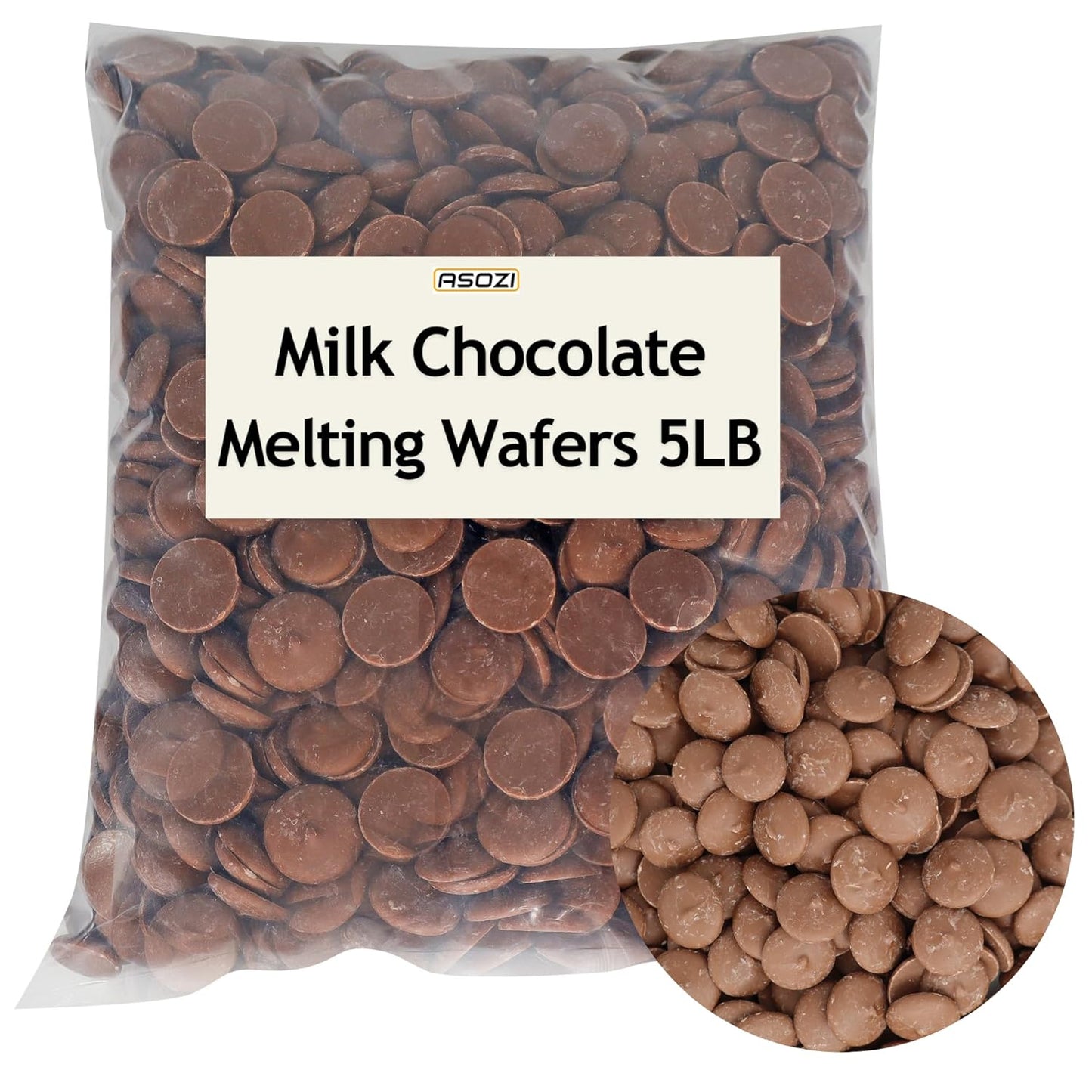 Milk Chocolate Melting Wafers - 5 pounds of Milk Chocolate Cocoa Lite, Perfect for Melting and Dipping, Premium Quality Chocolate Wafers for All Your Baking Needs - 80oz by ASOZI