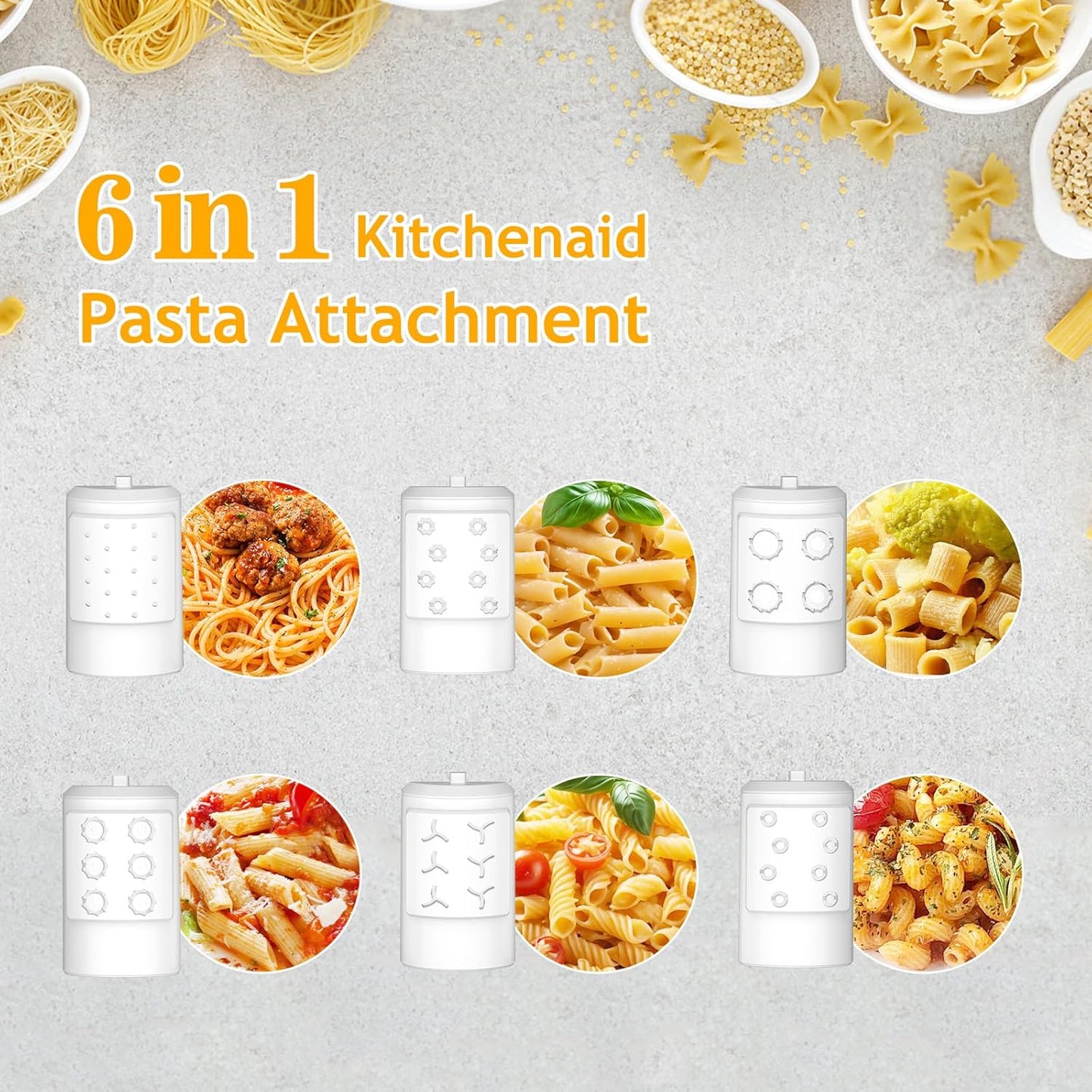 Pasta Maker Attachment for Kitchenaid Stand Mixer with 6 Different Shapes of Pasta Outlet, Durable Kitchenaid Accessories and Attachments, Dishwasher Safe