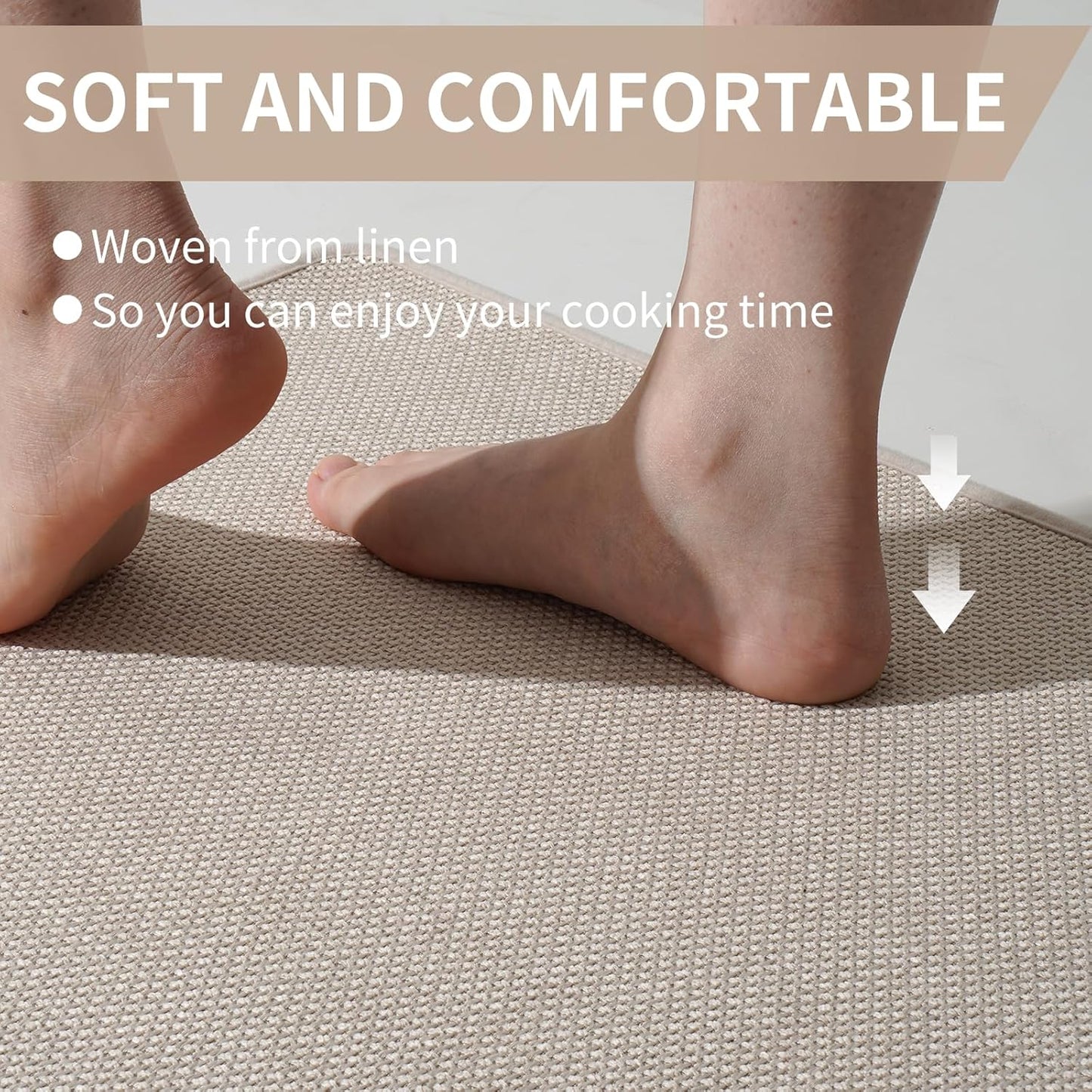 Kitchen Rugs and Mats Non Slip Washable, Absorbent Runner Rugs for Kitchen, Front of Sink, Kitchen Mats for Floor，Easy to Clean and Maintain Kitchen Floor mat(Beige, 17"x59")