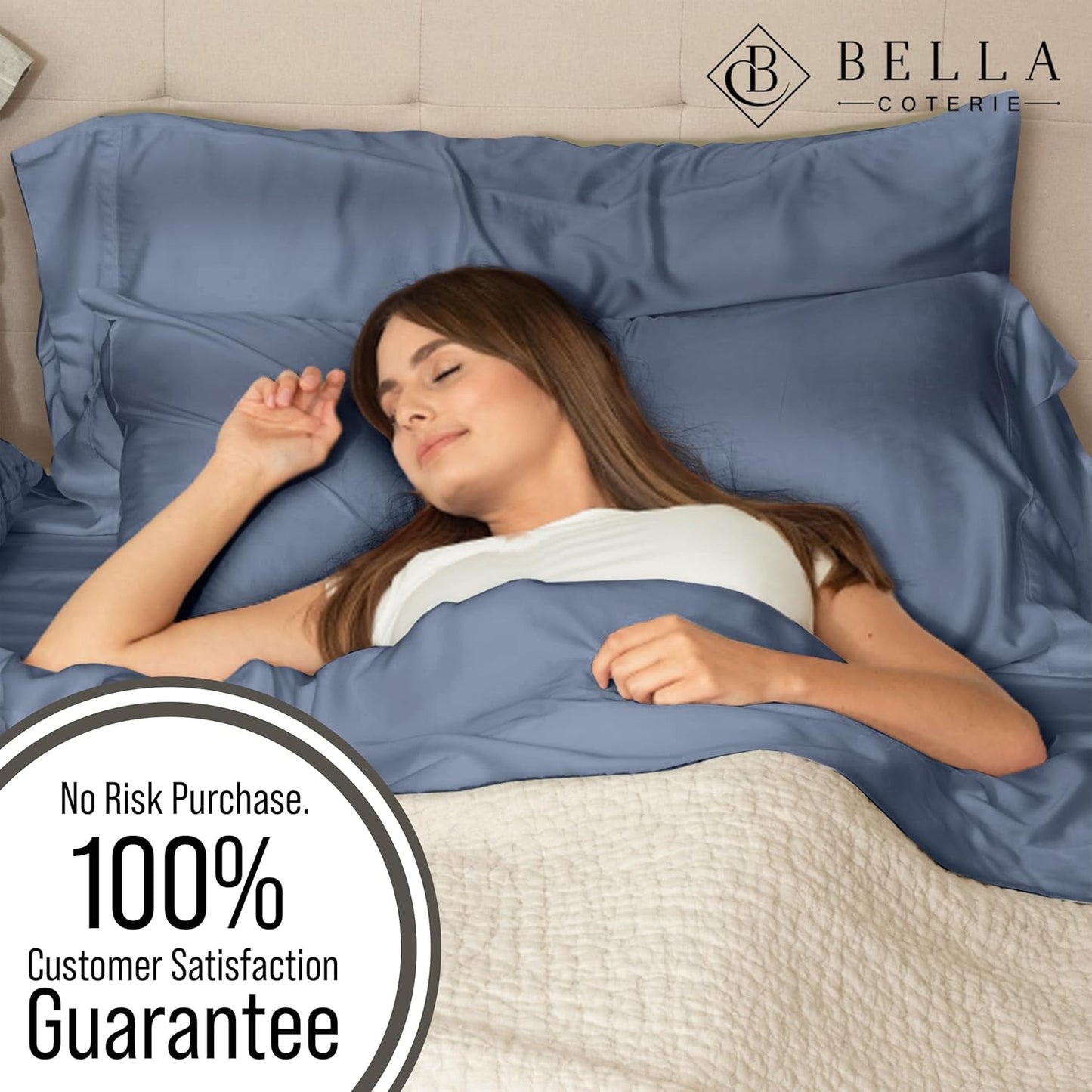 Bella Coterie Luxury Bamboo Viscose Twin XL Size Sheet Set | 100% Organically Grown | Ultra Soft | Cooling for Hot Sleepers | 18" Deep Pocket [Slate Blue]