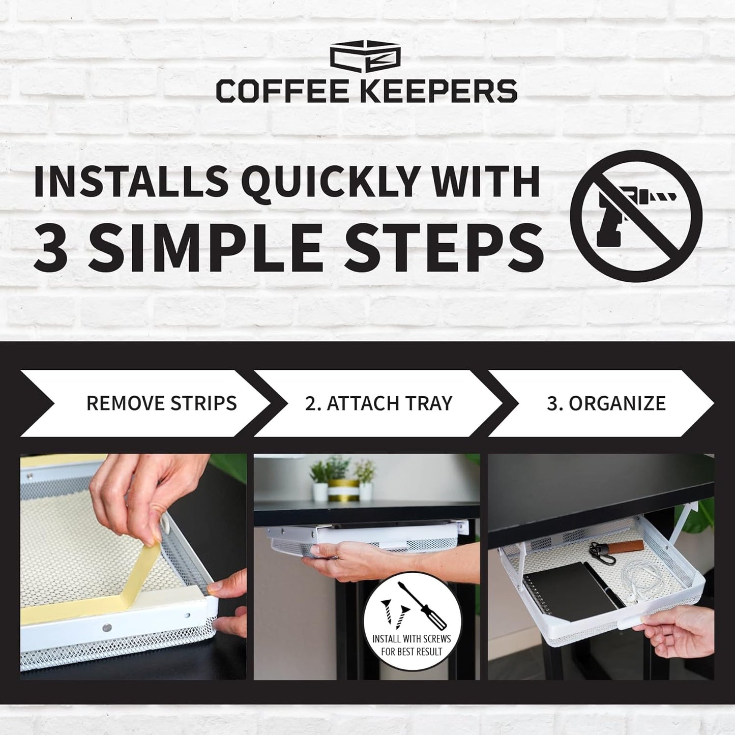 Anything Keeper - Organizer for Home, Kitchen, Bathroom, RV, Small Spaces - Storage Organizers - Compact Metal Basket - Under Cabinet Holder - Easy Install - Holds Strong - 11 x 10 x 2in - White