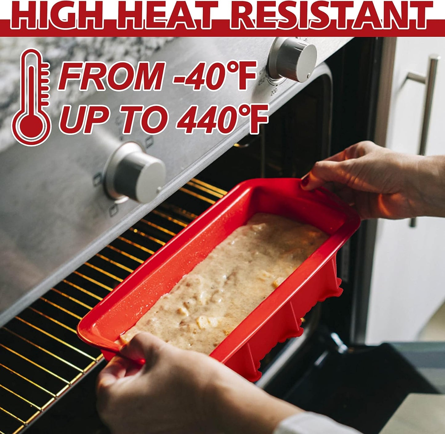 Anaeat Silicone Bread and Loaf Pans Set of 2, Non-stick loaf pans - Just PoP Out! Flexible Silicone Baking Molds for Homemade Breads, Cakes, Meatloaf, Brownies, BPA Free & Oven Safe & Dishwasher Safe