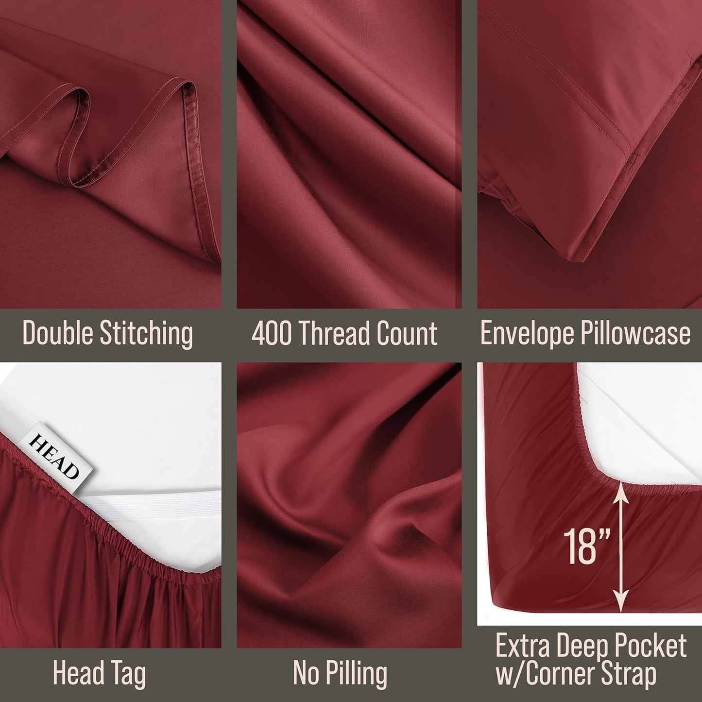 Bella Coterie Luxury Bamboo Viscose Cal King Size Sheet Set | 100% Organically Grown | Ultra Soft | Cooling for Hot Sleepers | 18" Deep Pocket [Merlot]