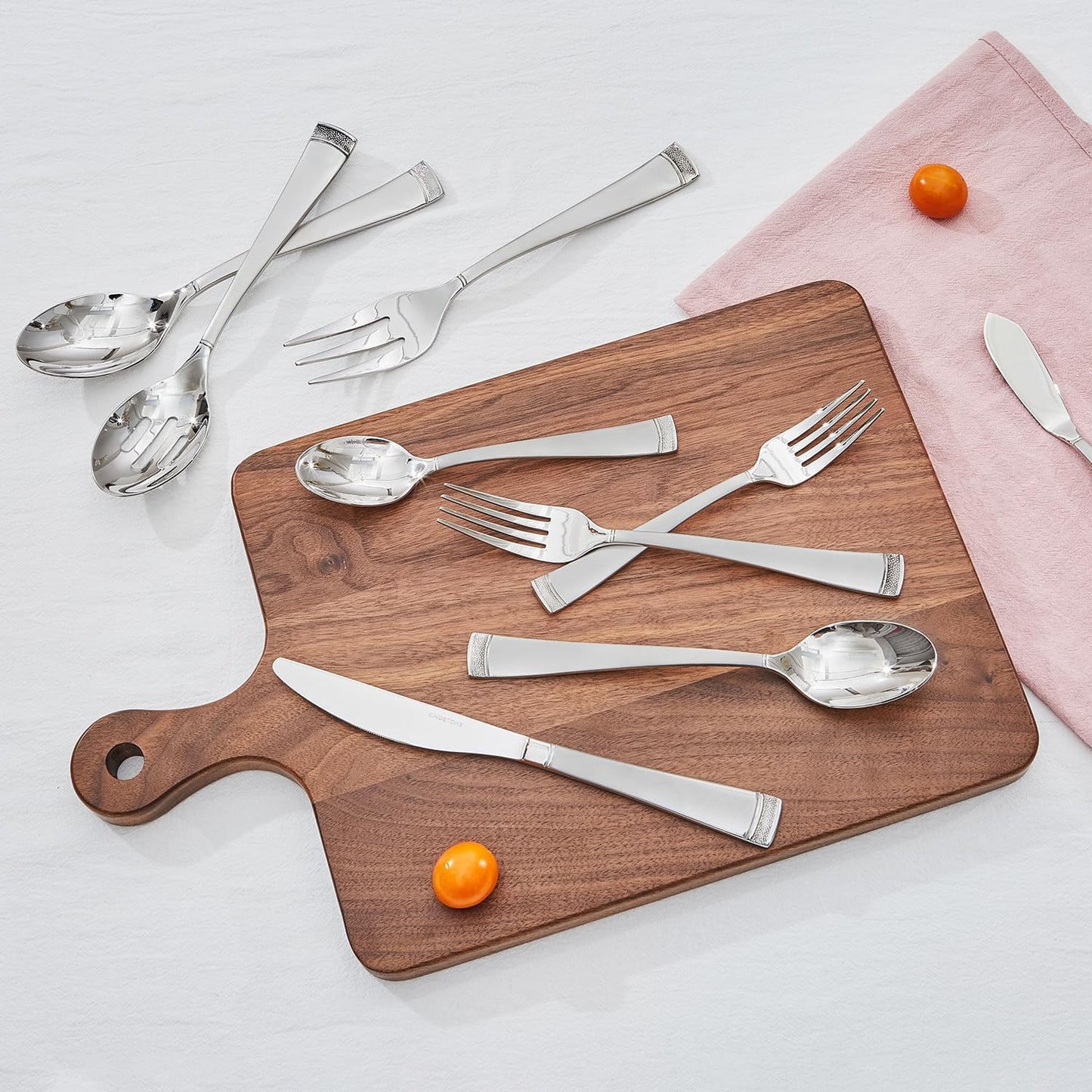 KINGSTONE Silverware Set, 20-Piece Flatware Set for 4, 18/10 Stainless Steel Cutlery Set with Bead Edge, Utensil for Kitchen, Home, Party, Wedding, Mirror Polished, Dishwasher Safe, Featured Gifts