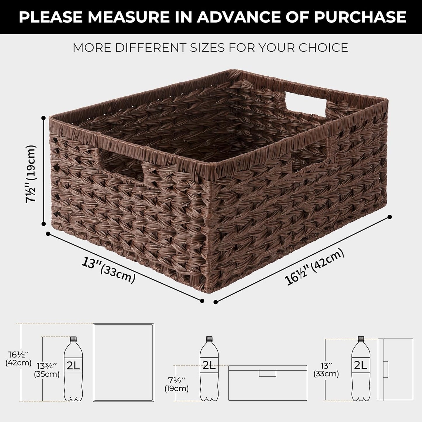 GRANNY SAYS Large Wicker Basket, Decorative Woven Basket for Storage, Waterproof Storage Basket Organizer, Wicker Storage Basket for Organizing, Brown Basket, 1-Pack