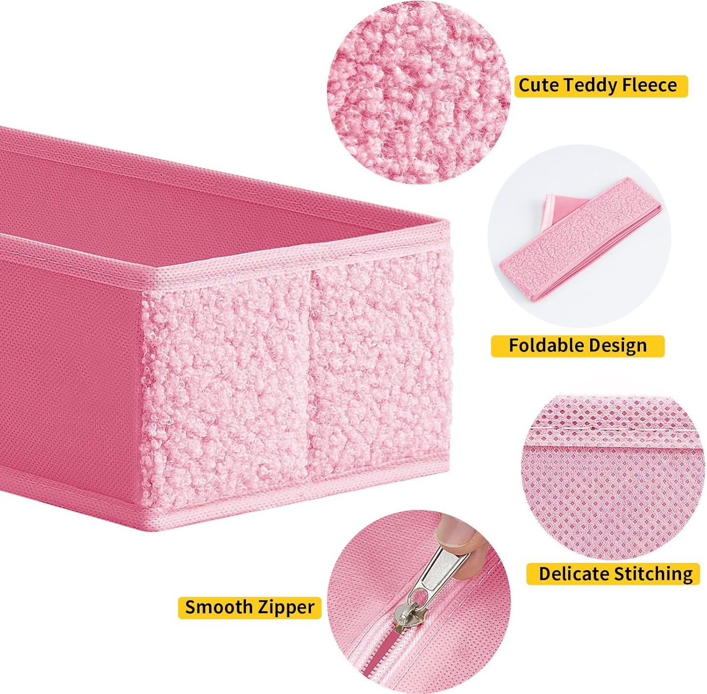 Drawer Organizer Clothes - 18 Pack Dresser Organizer for Nursery, Foldable Sock Underwear Organizer, Baby Drawer Organizer, Small Fabric Storage Bins for Dresser Drawer, Pink