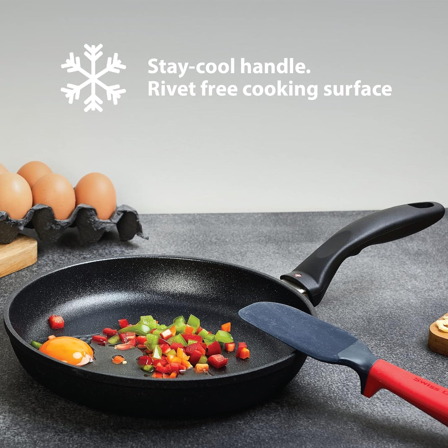 Swiss Diamond 14" (7 Qt) Nonstick Induction Wok HD Nonstick Diamond Coated Aluminum Wok, Includes Lid - PFOA Free, Dishwasher Safe and Oven Safe Grey…