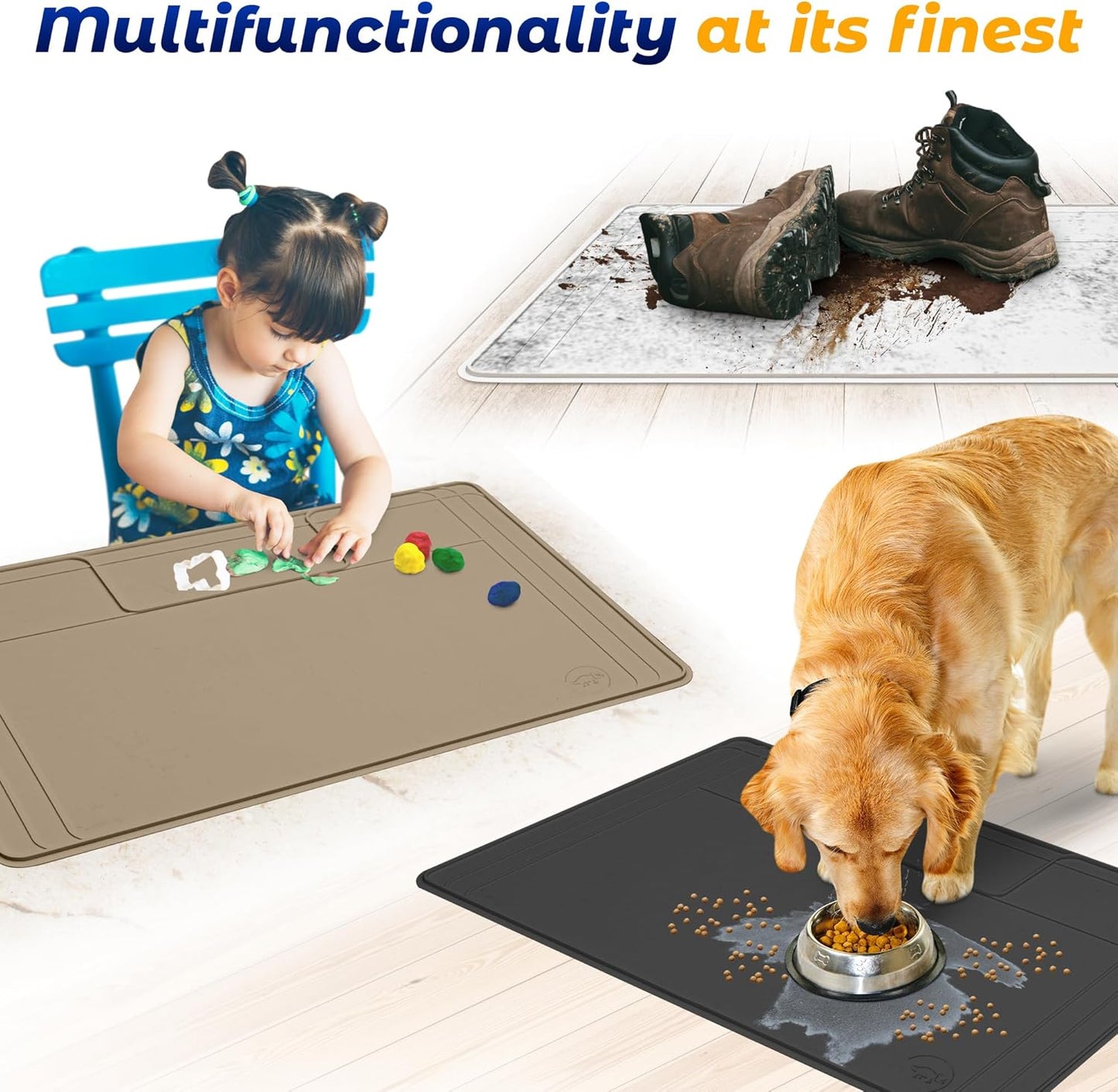 The Original Under Sink Mat - Silicone Waterproof mat, Trimmable, Easy to Clean, Kitchen Cabinet Liner, Undersink Waterproof mat, Disinfection Surface - 34" x 22" or Smaller